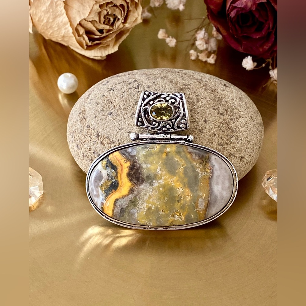 Large Bumblebee Jasper And Citrine Pendant